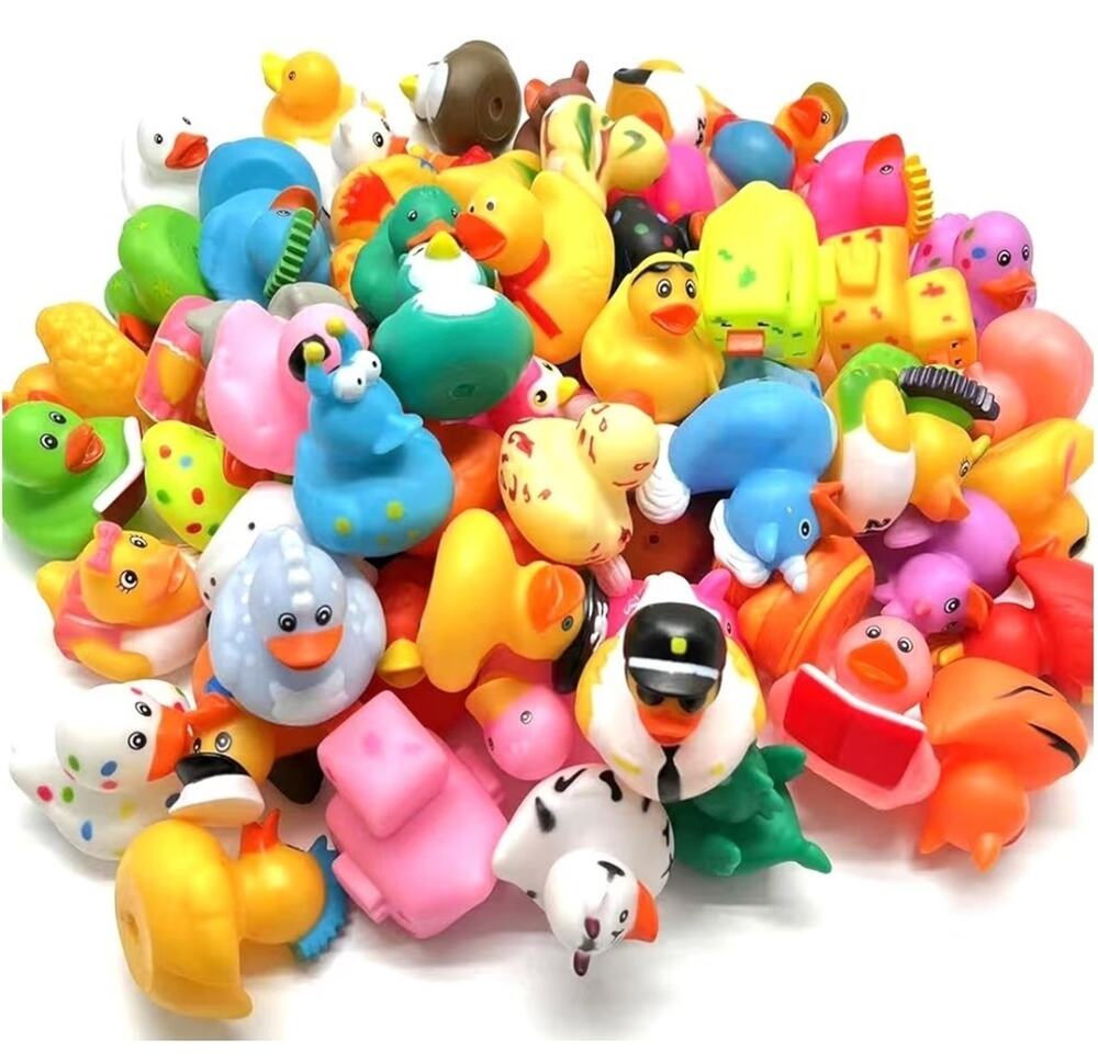 100 Pcs Rubber Ducks, Random Assortment Ducks Bulk, Mini Rubber Duckies Favors